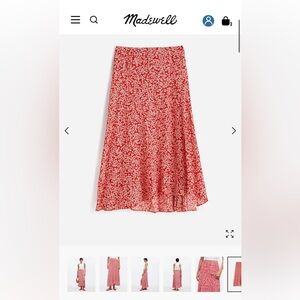 Madewell Midi Split Skirt - red daisy NWT